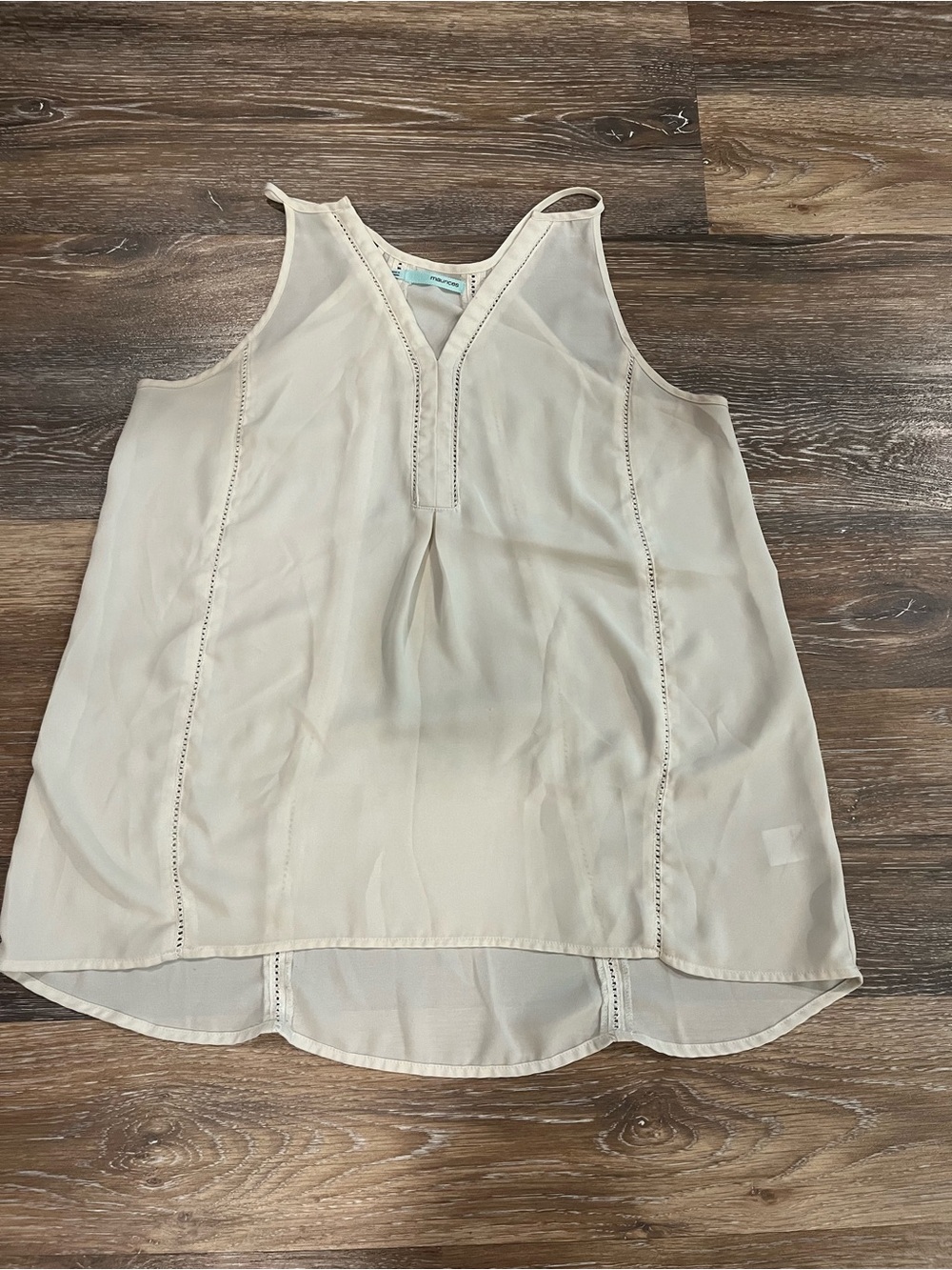Maurices Cream Sleeveless V-Neck Tank Top